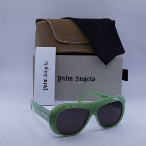 Palm Angels PERI103 ELFIN 5007 Aviator Sunglasses - Light Green/Dark Grey